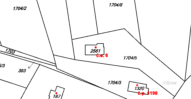 Bystřice pod Hostýnem 6 na parcele st. 2561 v KÚ Bystřice pod Hostýnem, Katastrální mapa