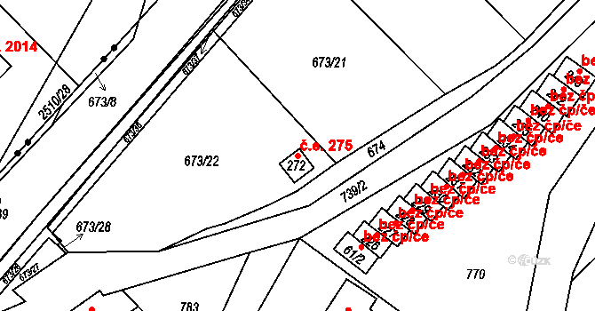 Zelená Hora 216, Kraslice na parcele st. 272 v KÚ Zelená Hora u Kraslic, Katastrální mapa