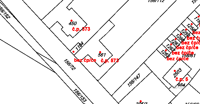 Lobeček 573, Kralupy nad Vltavou na parcele st. 561 v KÚ Lobeček, Katastrální mapa