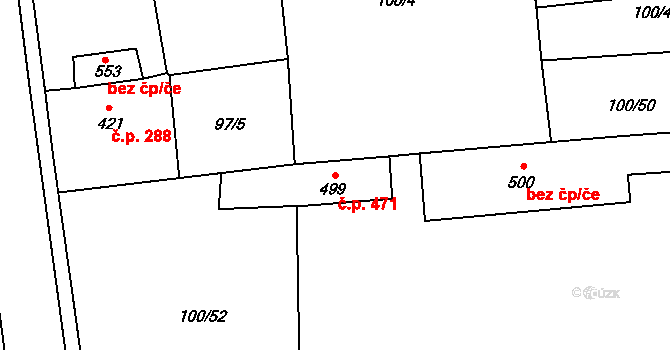 Rudná 471 na parcele st. 499 v KÚ Dušníky u Rudné, Katastrální mapa