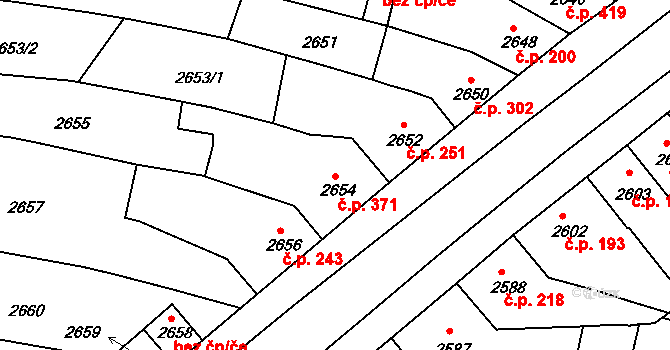Veselí nad Lužnicí I 371, Veselí nad Lužnicí na parcele st. 2654 v KÚ Veselí nad Lužnicí, Katastrální mapa