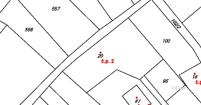 Slavíkovice 2, Černíkov na parcele st. 20 v KÚ Slavíkovice, Katastrální mapa