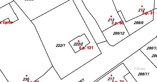 Dolní Nětčice 131 na parcele st. 222/2 v KÚ Dolní Nětčice, Katastrální mapa
