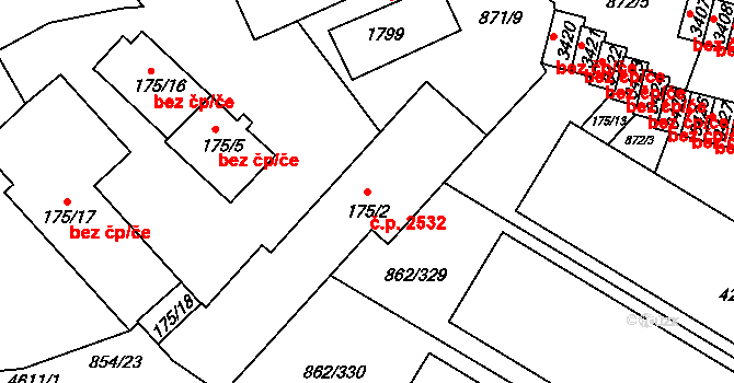 Blansko 2532 na parcele st. 175/2 v KÚ Blansko, Katastrální mapa