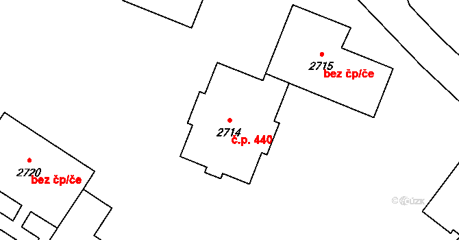 Frenštát pod Radhoštěm 440 na parcele st. 2714 v KÚ Frenštát pod Radhoštěm, Katastrální mapa