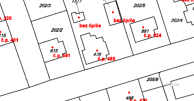 Žirovnice 485 na parcele st. 478 v KÚ Žirovnice, Katastrální mapa
