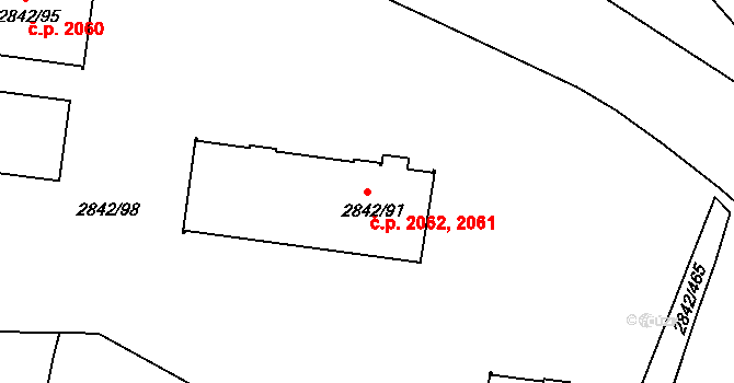 Louny 2061,2062 na parcele st. 2842/91 v KÚ Louny, Katastrální mapa