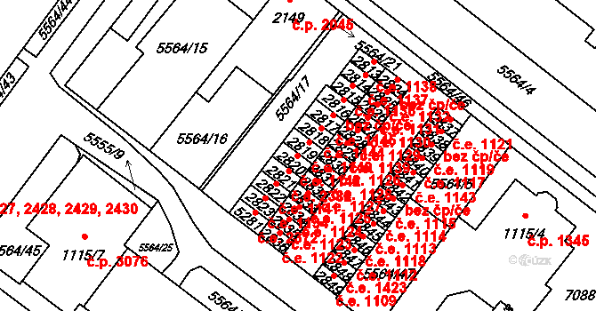 Žatec 1142 na parcele st. 2820 v KÚ Žatec, Katastrální mapa