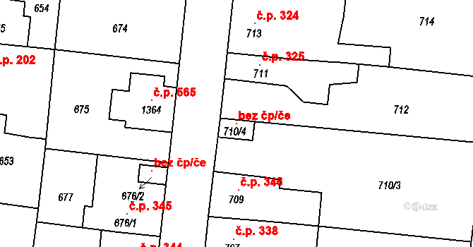 Tuchlovice 98061984 na parcele st. 710/4 v KÚ Tuchlovice, Katastrální mapa