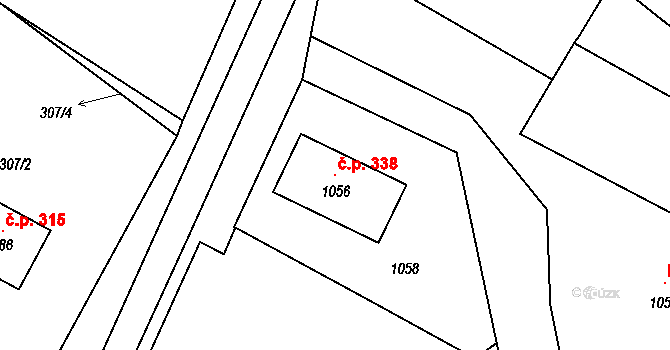 Vidnava 338 na parcele st. 1056 v KÚ Vidnava, Katastrální mapa