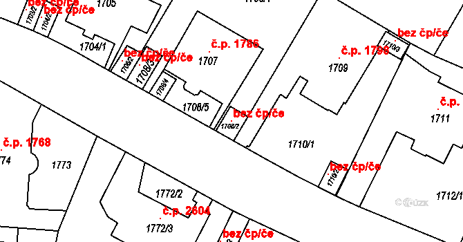 Teplice 101139985 na parcele st. 1708/2 v KÚ Teplice, Katastrální mapa