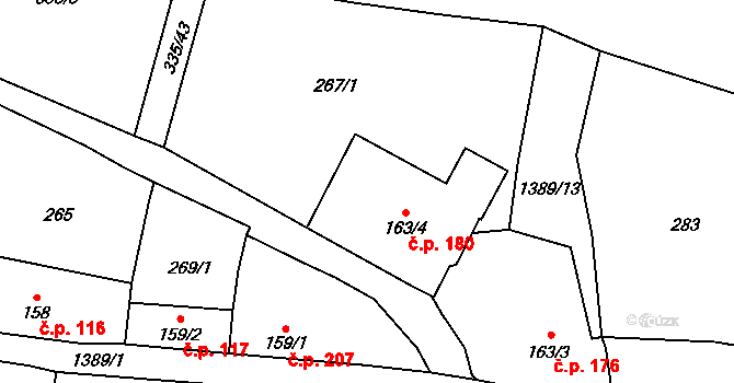 Vranov nad Dyjí 180 na parcele st. 163/4 v KÚ Vranov nad Dyjí, Katastrální mapa