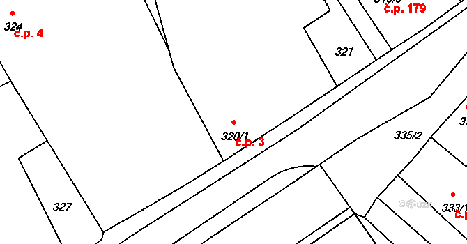 Drahelice 3, Nymburk na parcele st. 320/1 v KÚ Drahelice, Katastrální mapa