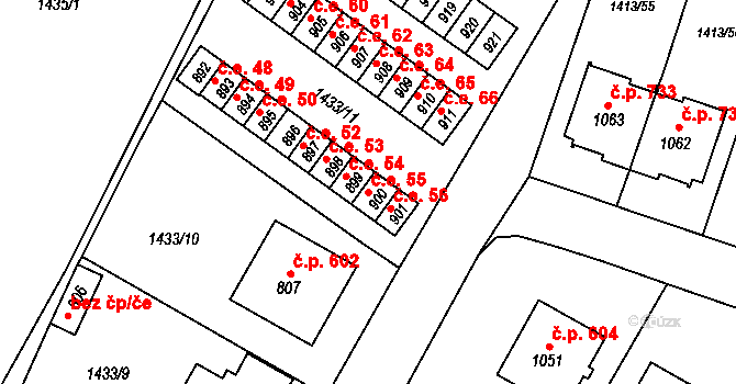 Brtnice 55 na parcele st. 900 v KÚ Brtnice, Katastrální mapa