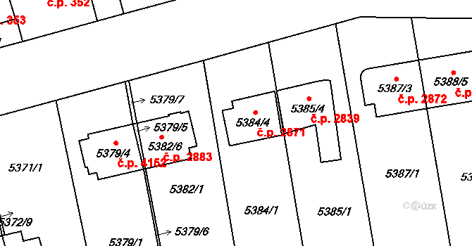 Jihlava 2871 na parcele st. 5384/4 v KÚ Jihlava, Katastrální mapa