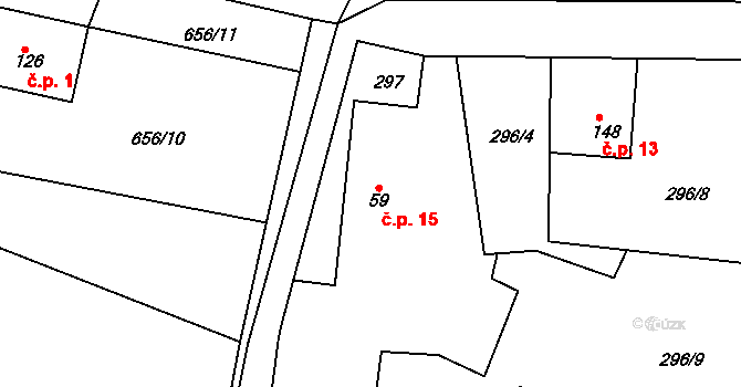 Obora 15, Obrubce na parcele st. 59 v KÚ Obrubce, Katastrální mapa