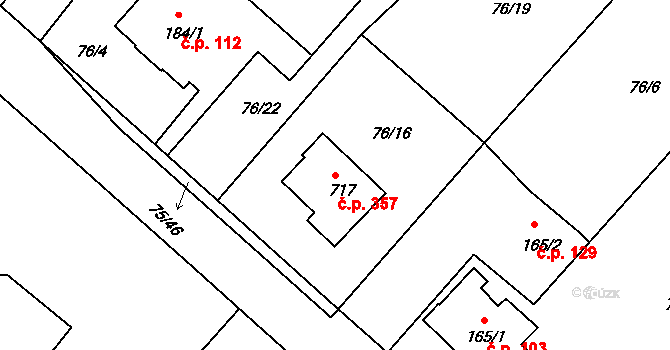 Radošovice 357, Říčany na parcele st. 717 v KÚ Říčany-Radošovice, Katastrální mapa