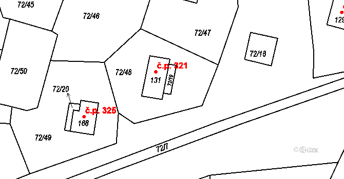 Klení 321, Benešov nad Černou na parcele st. 131 v KÚ Klení, Katastrální mapa