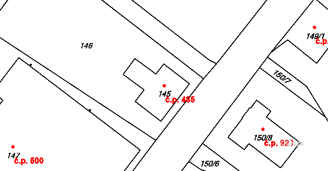 Arnultovice 485, Nový Bor na parcele st. 145 v KÚ Arnultovice u Nového Boru, Katastrální mapa