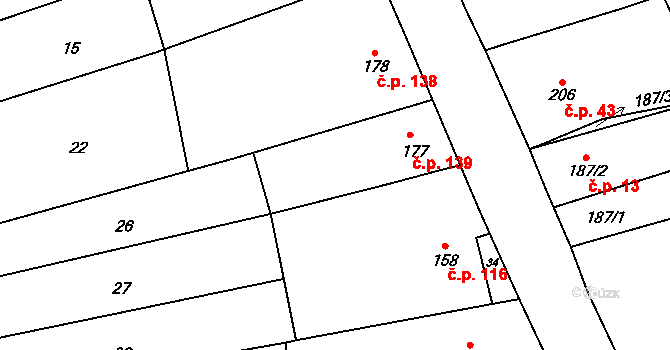 Nechvalín 139 na parcele st. 177 v KÚ Nechvalín, Katastrální mapa