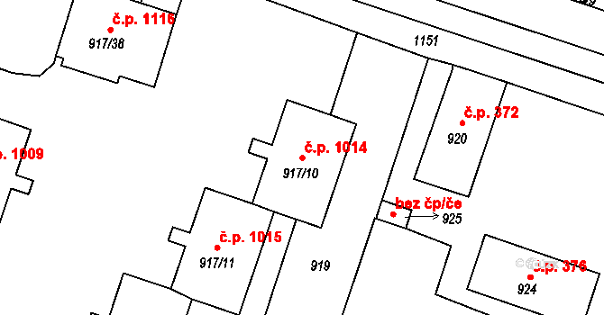 Pod Cvilínem 1014, Krnov na parcele st. 917/10 v KÚ Opavské Předměstí, Katastrální mapa