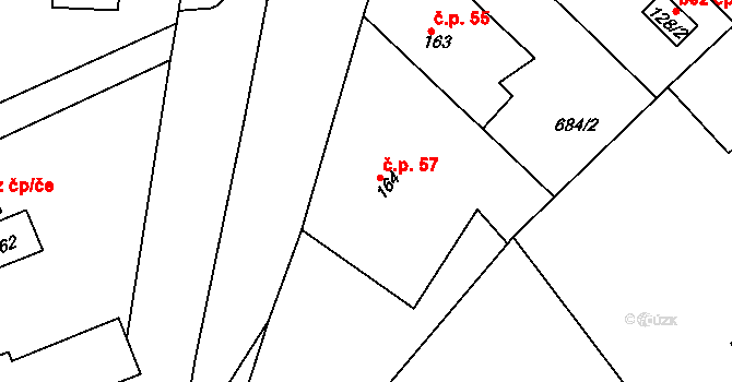Žernovka 57, Mukařov na parcele st. 164 v KÚ Žernovka, Katastrální mapa