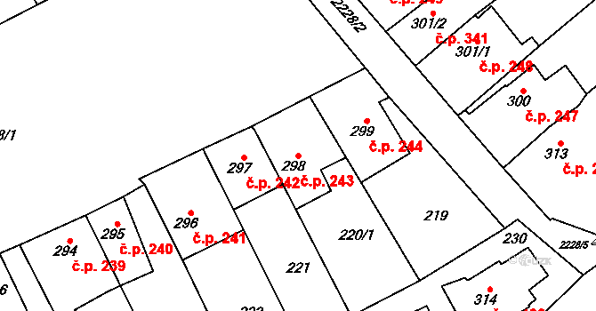 Lomnice nad Popelkou 243 na parcele st. 298 v KÚ Lomnice nad Popelkou, Katastrální mapa