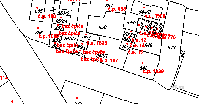 Děčín IV-Podmokly 197, Děčín na parcele st. 849/1 v KÚ Podmokly, Katastrální mapa