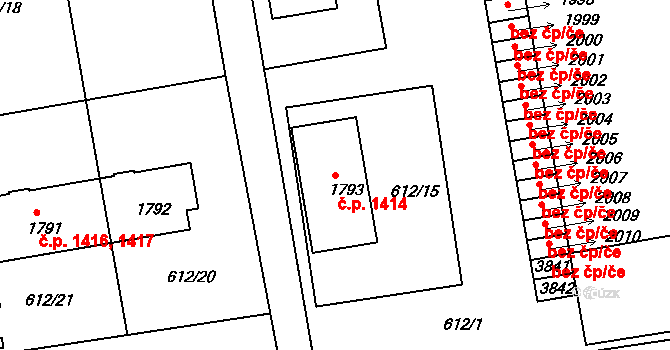 Lysá nad Labem 1414 na parcele st. 1793 v KÚ Lysá nad Labem, Katastrální mapa