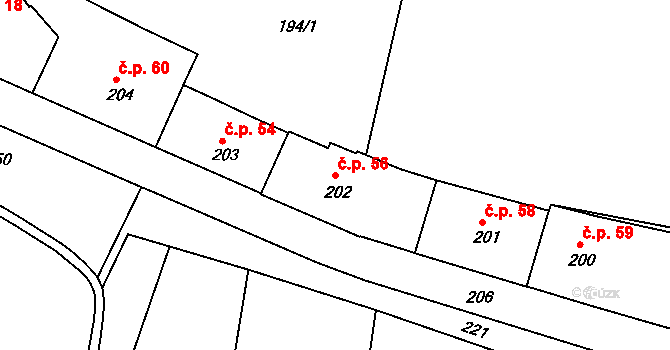 Crhov 56 na parcele st. 202 v KÚ Crhov u Olešnice, Katastrální mapa