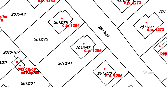 Pelhřimov 1265 na parcele st. 2013/87 v KÚ Pelhřimov, Katastrální mapa