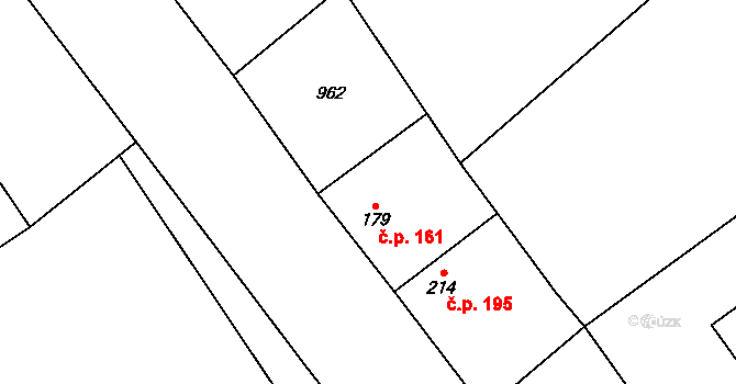 Dolní Vinice 161, Kly na parcele st. 179 v KÚ Kly, Katastrální mapa