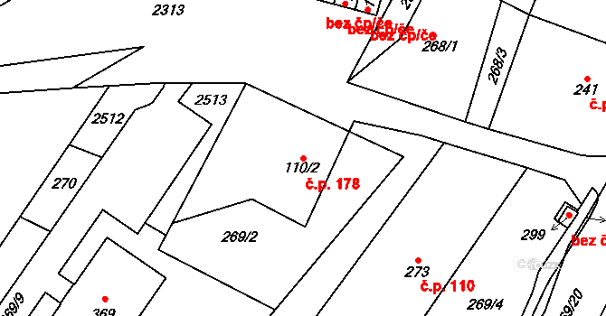 Lukavice 178 na parcele st. 110/2 v KÚ Lukavice u Rychnova nad Kněžnou, Katastrální mapa