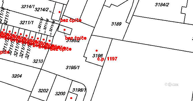 České Budějovice 3 1197, České Budějovice na parcele st. 3196 v KÚ České Budějovice 3, Katastrální mapa