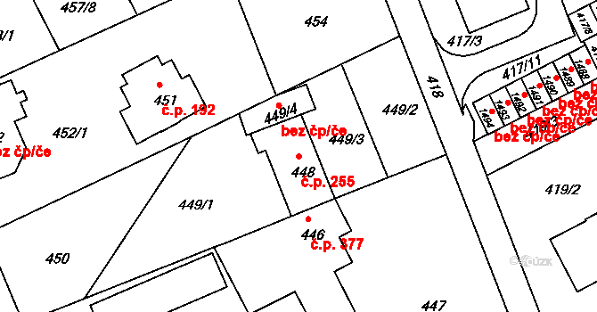 Liberec XI-Růžodol I 255, Liberec na parcele st. 448 v KÚ Růžodol I, Katastrální mapa