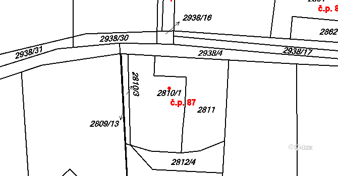 Životice 87, Havířov na parcele st. 2810/1 v KÚ Bludovice, Katastrální mapa