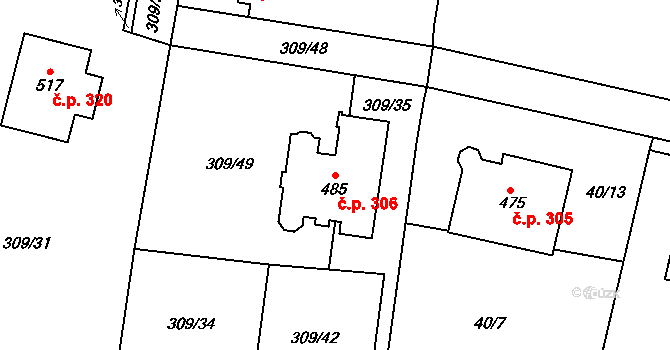 Malá Skalice 306, Česká Skalice na parcele st. 485 v KÚ Malá Skalice, Katastrální mapa