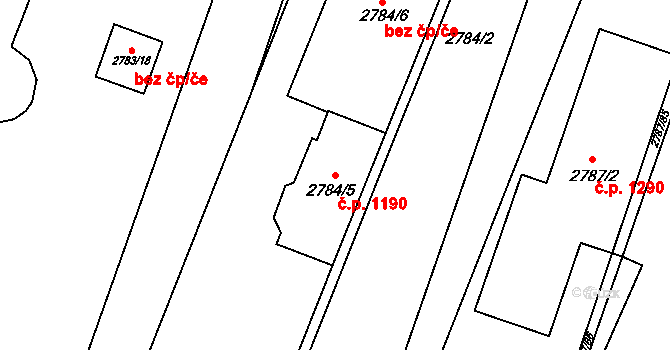 Černovice 1190, Brno na parcele st. 2784/5 v KÚ Černovice, Katastrální mapa
