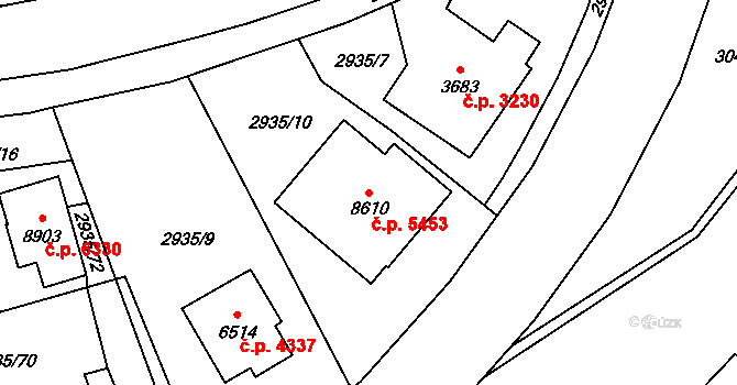 Zlín 5453 na parcele st. 8610 v KÚ Zlín, Katastrální mapa