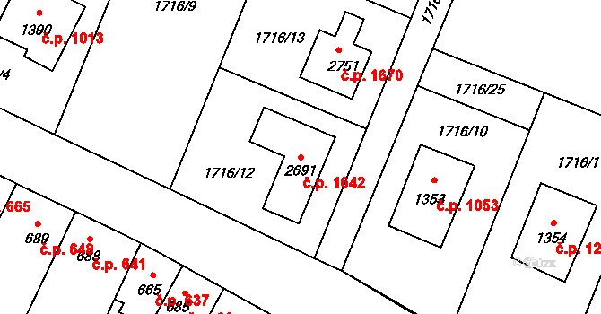 Kateřinky 1642, Opava na parcele st. 2691 v KÚ Kateřinky u Opavy, Katastrální mapa