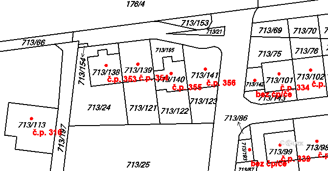 Suchohrdly 355 na parcele st. 713/140 v KÚ Suchohrdly u Znojma, Katastrální mapa