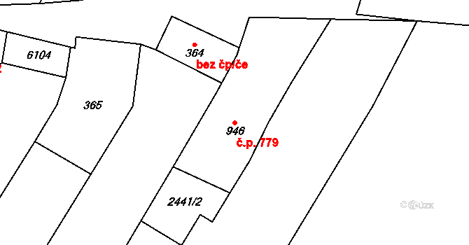 Polešovice 779 na parcele st. 946 v KÚ Polešovice, Katastrální mapa