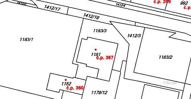 Pudlov 367, Bohumín na parcele st. 1181 v KÚ Pudlov, Katastrální mapa