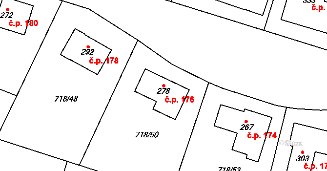 Mašovice 176 na parcele st. 278 v KÚ Mašovice u Znojma, Katastrální mapa