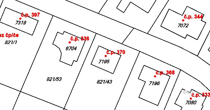 Václavské Předměstí 370, Písek na parcele st. 7195 v KÚ Písek, Katastrální mapa