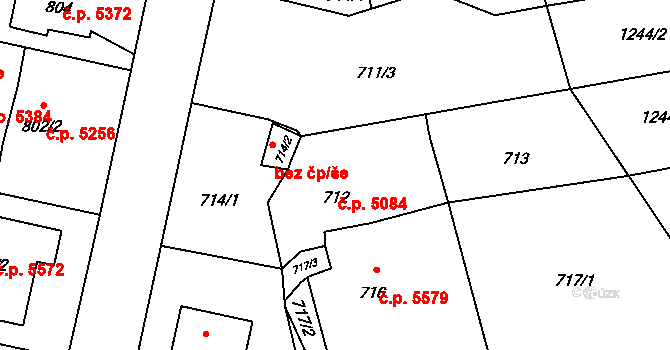 Třebovice 5084, Ostrava na parcele st. 712 v KÚ Třebovice ve Slezsku, Katastrální mapa