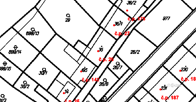 Račice 26, Račice-Pístovice na parcele st. 35 v KÚ Račice, Katastrální mapa