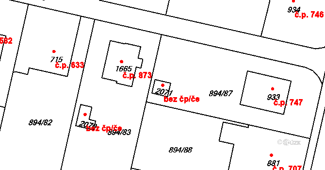 Pacov 45279985 na parcele st. 2071 v KÚ Pacov, Katastrální mapa