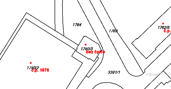 Pelhřimov 45285985 na parcele st. 1740/3 v KÚ Pelhřimov, Katastrální mapa