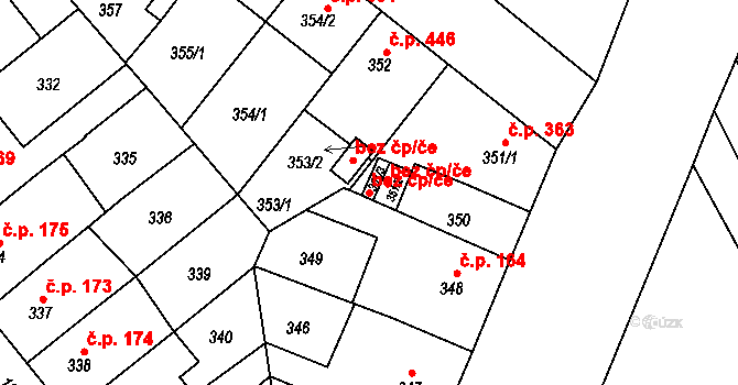 Plzeň 46477985 na parcele st. 351/3 v KÚ Božkov, Katastrální mapa